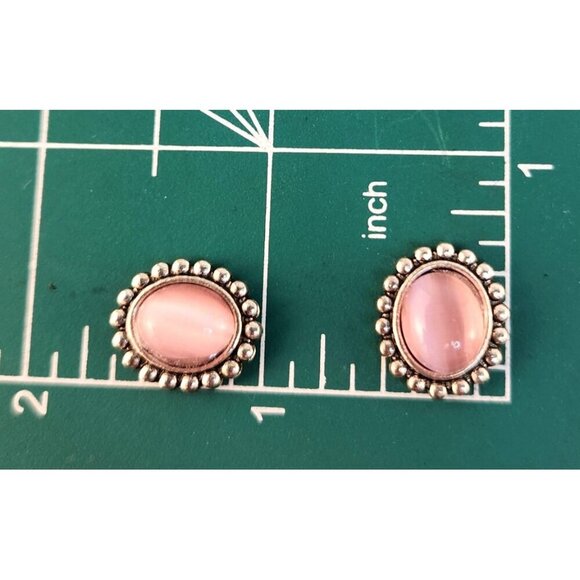 Pink Oval Cabochon Studs For Jewelry Making 10 Pieces Silver Beaded Edge 0.5 Inc - Picture 4 of 8